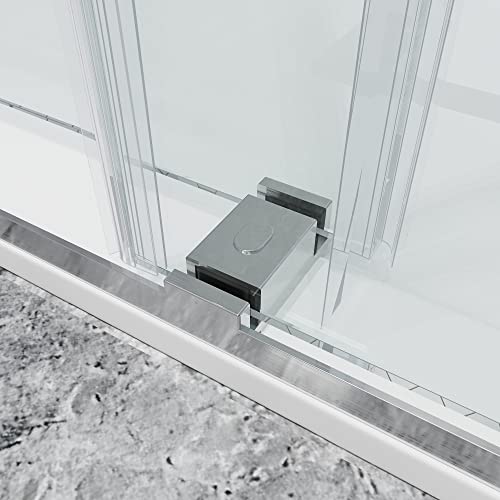 Yinvani Frameless Double Sliding Shower Door, 56"-60 "W X 76 "H 3/8" (10Mm) Clear Tempered Glass, Waterproof Bathroom Shower Door,Brushed Nickel Finish Ds01 #TOP3
