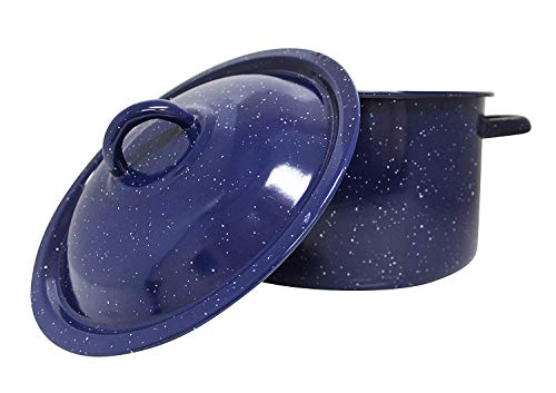Imusa Usa 4-Quart Blue Speckled Enamel Stock Pot With Lid #TOP2