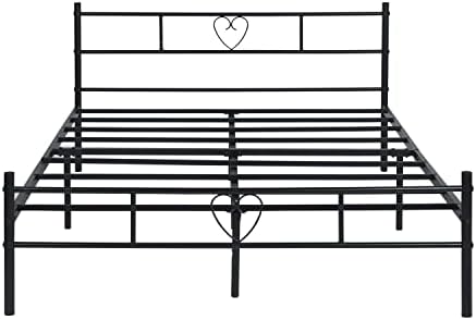 H.J WeDooMetal Double Bed 4ft 6 Bed Frame Solid Bedstead Base in Black