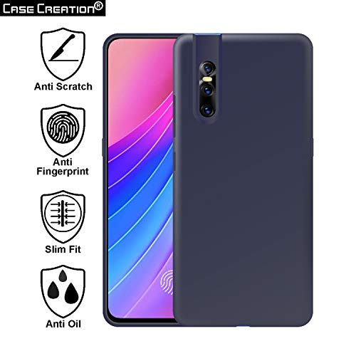 Image of Case Creation Luxurious OG Series for Vivo V15 Pro Case Cover,Anti-Dirty Slim Case Frosted Matte Cute Candy TPU Raised Bezel (Splash of Color) Back Cover for Vivo V15 Pro -Navy Blue
