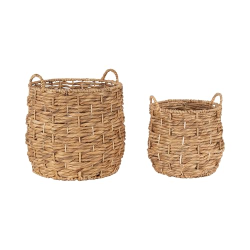 Kate and Laurel Livia Modern Two-Piece Woven Basket Set; 16