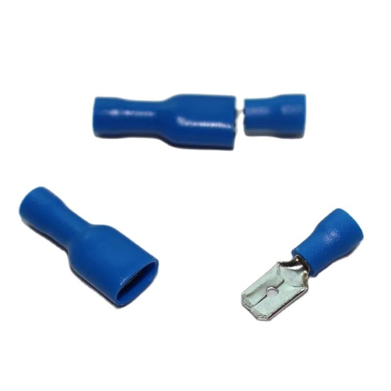 10pcs 6.3mm Spade Crimp Terminal 6.3 Male Female Blue Insulated Electrical Connector for 16AWG - 14AWG Wire /1.5-2.5mm2 Cable VUQLDHAYZ