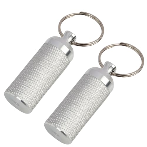 2 PCS Mini Pilulier en Inox, Petit Pilulier de Poche avec Porte-Clés, Boîte à Pilules Étanche pour Voyages et Quotidien