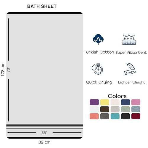 Image of Hammam Linen Jumbo Large Bath Towels 2-Pack 35 x 70 Inches Soft and Absorbent, Premium Quality 100% Cotton Towels (Sea Salt, Bath Sheet)
