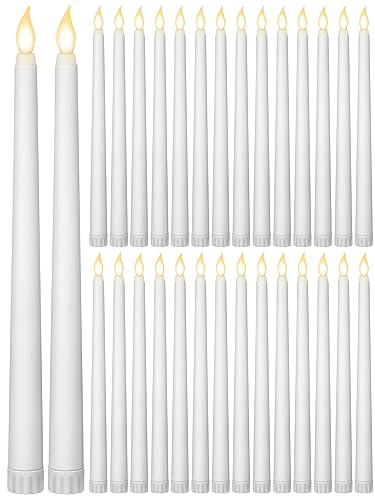 Image of Retisee 50 Pcs 11 Inch Flameless Taper Candles LED Candles Bulk Battery Operated Taper Candle Flickering LED Candlesticks for Valentines Birthday Wedding Party Decor (Classic Style,White)