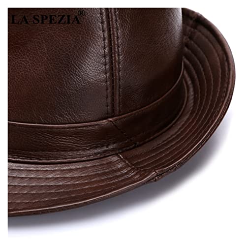 Black Fedoras Hats Men Genuine Leather Retro Jazz Caps Gentleman Real Leather Luxury Sp-Ring Classic Felt Trilby Hat (Color : Black, Size : Xl (57-58Cm)) #TOP1