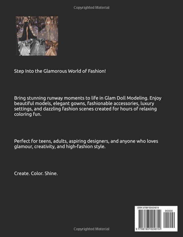 Glam Doll Modeling: A Glamorous Fashion Coloring Book Featuring Runway Models, Elegant Dresses, Luxury Style, and Beautiful Fashion Scenes for Teens and Adults image 3