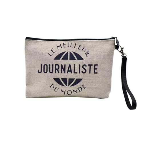 Tasche aus Leinen – Kollektion Le Best Le Meilleur du Monde Passion Beruf Freizeit Sport Collegue Familie – Kosmetiktasche aus Leinen in Leinenoptik – Kulturbeutel – Geldbörse, Journalist - H, 23.5 x