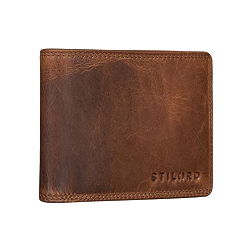 STILORD 'Kirk' RFID Portafoglio in Pelle Uomo Slim Wallet Borsellino con Portamonete Cuoio in Design Vintage 100% Vera Pelle, Colore:kara - cognac