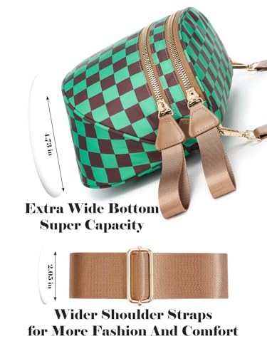 Image of Black and White Checkered Crossbody Bag Bum Bag for Women,Spacious Checkered Purse Fanny Packs Belt Bag