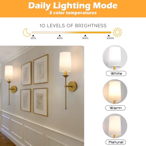 Image of PASSICA DECOR Battery Operated Wall Sconce Set of 2 - Rechargeable Cordless Lights with Remote, Dimmable RGB Timer Wireless Sconces for Bedroom, Living Room, Hallway