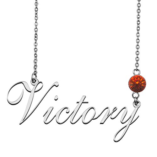 GR35Z9 Birthstone Name Necklace Custom Any Name Jewelry for Her Victory