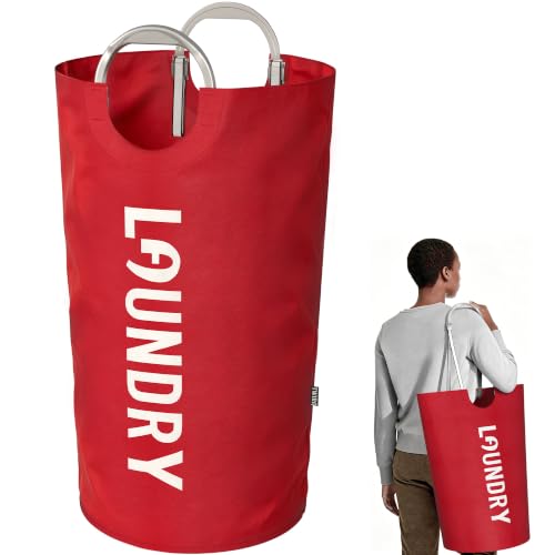 100L Laundry Basket with Tech Handle, 2in1 Large Dirty Clothes Hamper Red