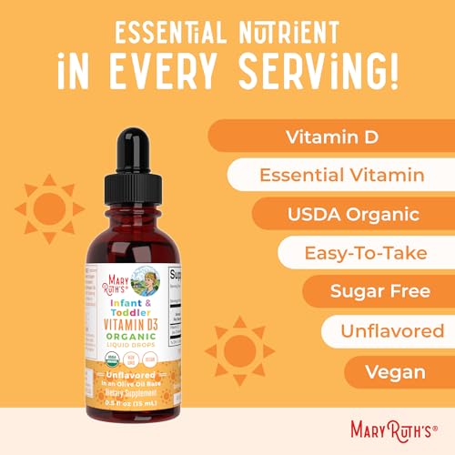 MaryRuth Organics USDA Organic Vitamin D Drops | Vitamin D3 Liquid | Sugar Free | Liquid Vitamin D Drops Immune Support for Infants & Toddlers | VIT D3 | Gluten Free | Non-GMO | 90-150 Servings - Thumbnail 7