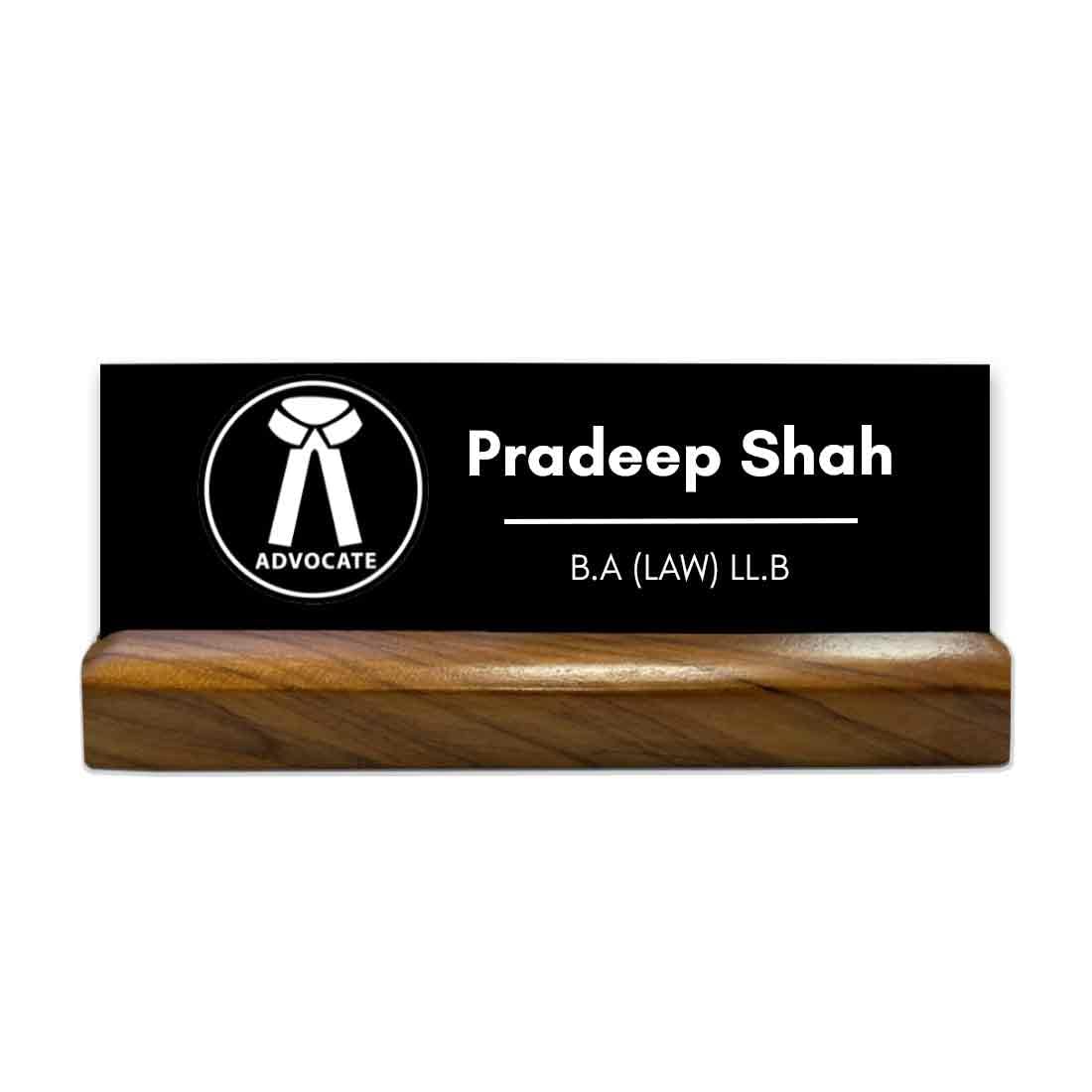 Nutcase Customized Engraved Desk Name Plate For Office with Classic Wooden Stand Ideal For Lawyers, Advocates and Legal Professionals 1