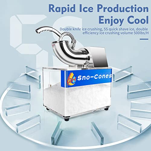 Dytrend 110V Commercial Snow-Cone Machine, Etl Approved 250W Electric Stainless Ice Shaver Machine 440 Lbs/H, Shaved Ice Machine With Acrylic Storage Box For Family,Restaurants Bars #TOP2