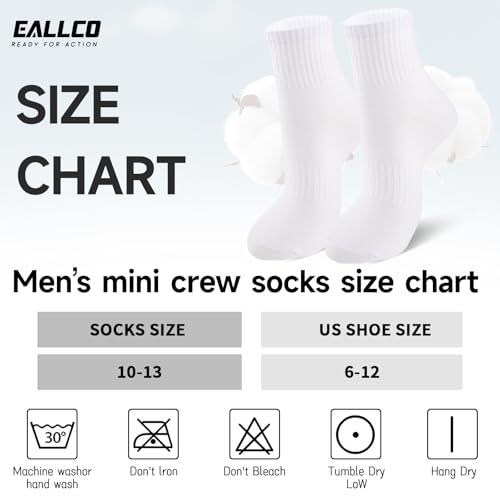 eallco Mens Ankle Socks Cotton Quarter Thin Ankle High Mini Crew Socks for Men 6 Pairs4