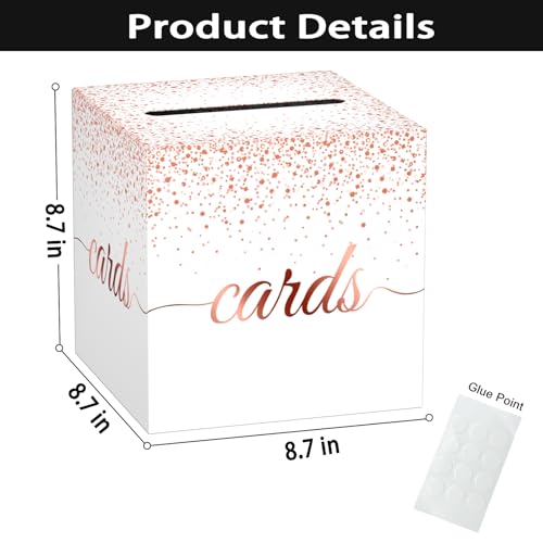Image of Rose Gold Wedding Card Box, Gift Card Boxes for Party, Wedding, Bridal & Baby Showers, Birthday, Graduation, Engagement, Retirements, Anniversaries Party Decorations