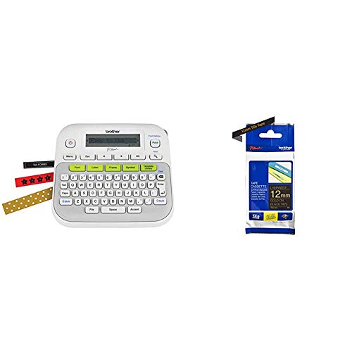 Brother PT-D210 étiqueteuse compacte avec ruban laminé TZe-334 noir et or