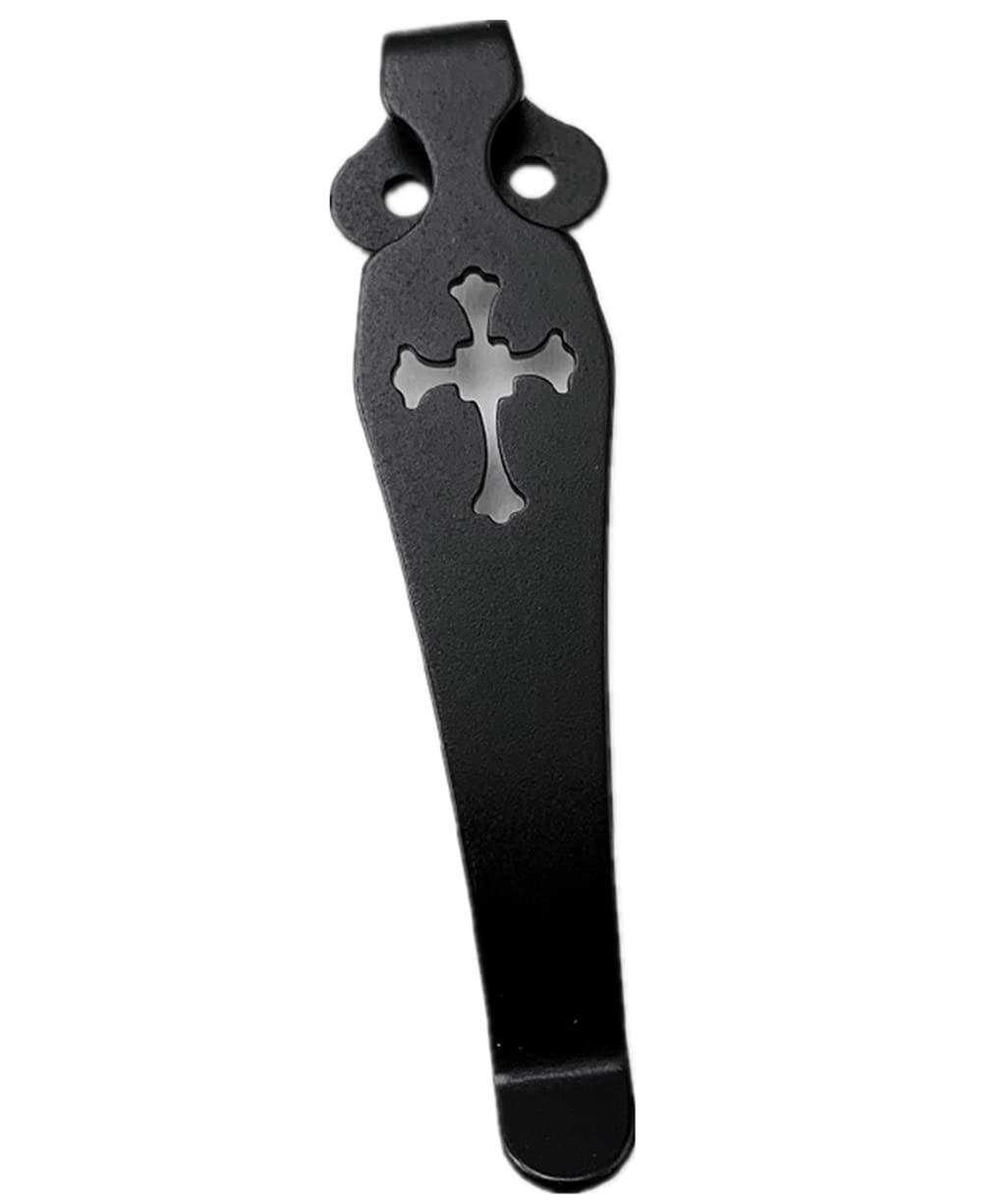 Aibote Titanium Alloy Deep Carry DIY Pocket Clip Practical Back Waist Accessories For Spyderco C81 C10 C11(Cross,Black)