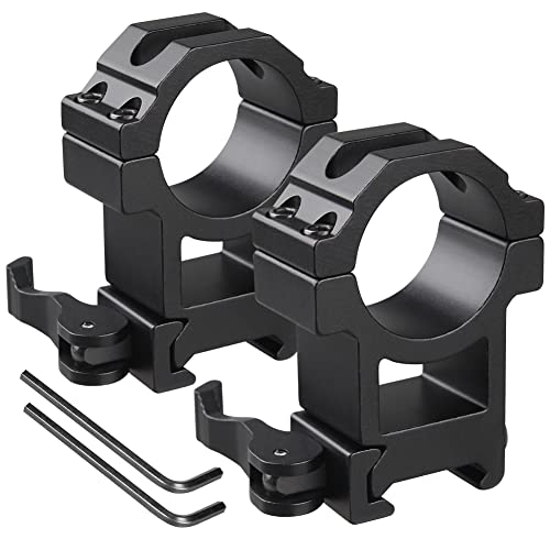 BILLION DUO Industrial Grade 20mm Picatinny Scope Rings, 30mm Tactical Precision Scope Mount QD Mount Base | 65mm Center Height-2Pack