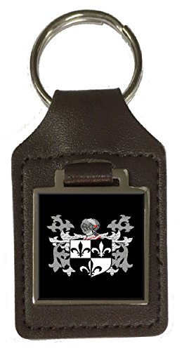 Porte-clé en cuir avec blason marron Nelson Heraldry anti-perte solide