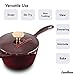 Landhaus Enameled Cast Iron Covered Sauce Pot, Pan with Lid and Two Knobs Included – 1.75 Quart (QT), Natural Non-Stick Slow Cook Enamel Self-Basting Cookware, Merlot Red Exterior with Cream Interior