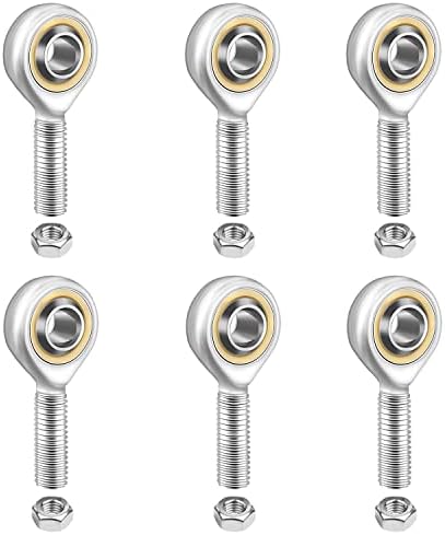 SA8T/K Rod End Bearing with Jam Nuts,6pcs 5/16-inch Inside Dia Male Thread Right Hand Male Thread Connector,6 Pcs Jam Nuts.