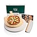 DOLCE MARE Pierre à pizza ronde en kit avec pelle à pizza en aluminium et roulette à pizza – Brique en cordiérite de haute qualité pour four et barbecue – Brique pour pizzas italiennes croustillantes