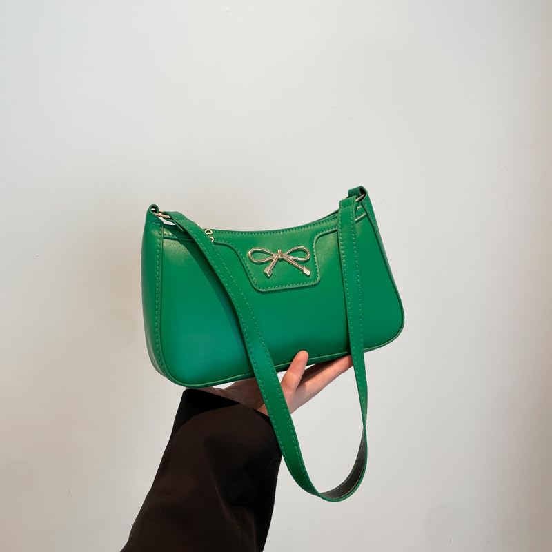 Bolsa de ombro para mulheres, bolsa Y2K para mulheres, bolsa de ombro para compras, bolsa de viagem com zíper e alça de corrente, Verde, Tendência