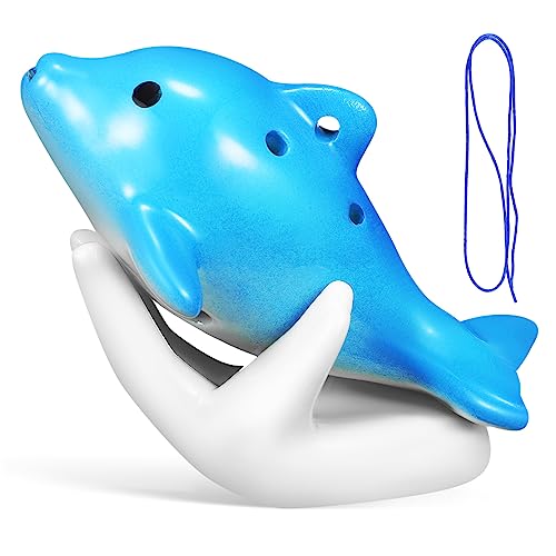 Yardwe Dolphin Ocarina Musical Instrument Ceramic Flute Lanyard English Songbook