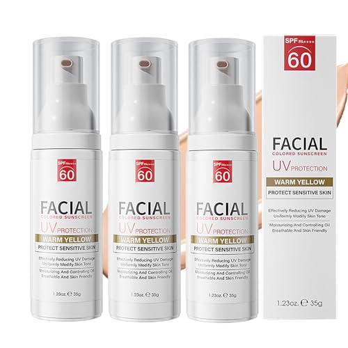 Tinted Sunscreen For Face Spf 60, Tinted Spf 60 Face Moisturiser For Sensitive Skin, Tinted Daily Facial Suncream, Light & Breathable, Non Greasy, Nat