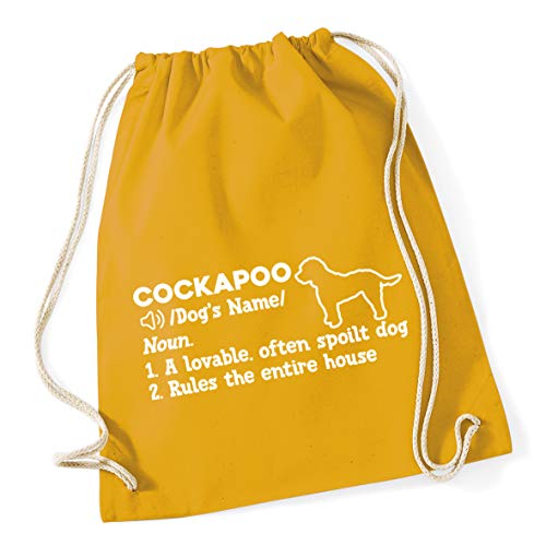 Hippowarehouse PERSONALISED Cockapoo Definition Drawstring Cotton School Gym Bag 37cm x 46cm, 12 litres
