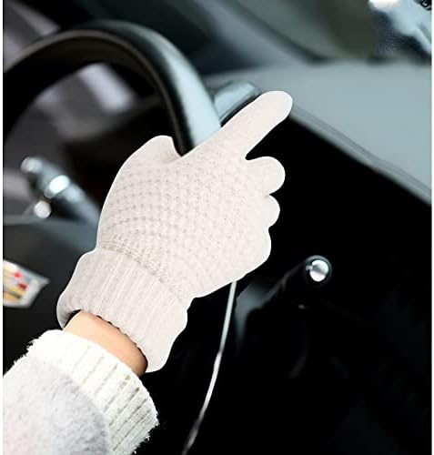 Unaone 4 Pcs Winter Gloves for Women, Touch Screen Warm Gloves Soft Knit Lining and Elastic Cuff Touchscreen Texting Gloves