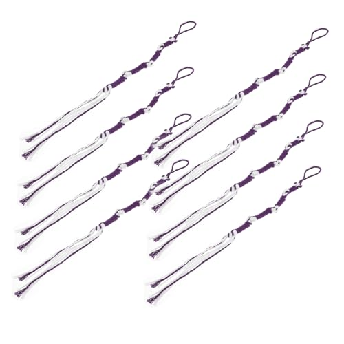 BESTYASH 8pcs Purple and White Tzitzits Tassel Accessories for Hebrew Prayer Shawls, Traditional Tassels Thread Set for Men’s Garments and Jeans, Religious Fringes for Jewish Ritual Use