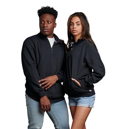 Russell Athletic Men's Dri Power Fleece Quarter Zip, Moisture Wicking, Cotton Blend, Relaxed Fit, Sizes S-4x