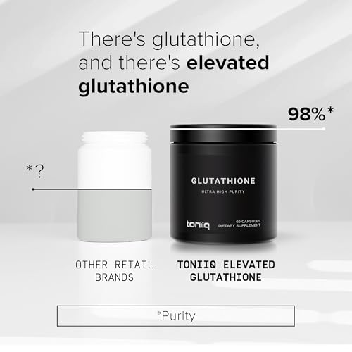 Ultra High Strength Glutathione Supplement - 1000mg Reduced Glutathione Concentrated Formula - 98% Highly Purified and Bioavailable - Non-GMO Fermentation - 60 Capsules