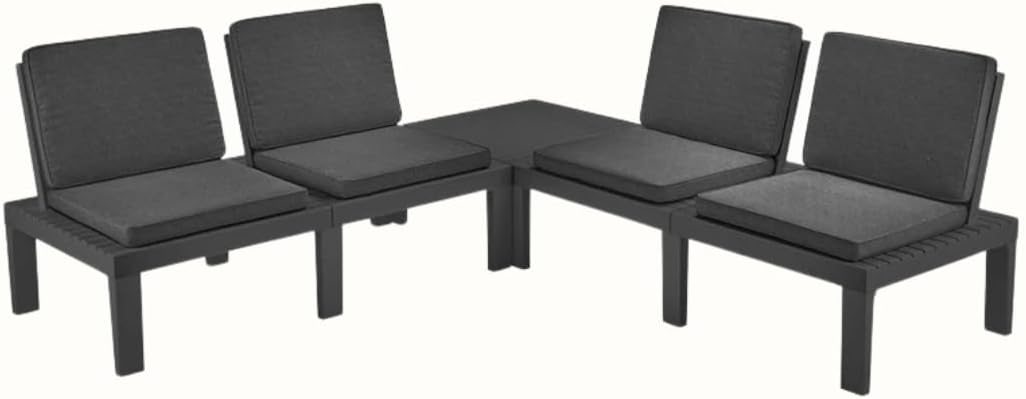 Ipae modular sitting area molok White with 1 coffee table 8 Pillows Anthracite Garden Set