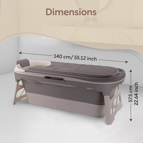 Image of LuvLap Super Large Mother & Baby Bath Tub, Folding Type Bath tub for Adults and Kids 140 X 60 X 57.5 cm with Temperature Meter (Grey)