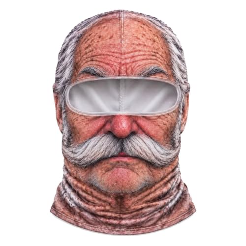 Frosty Face Ski Mask for Men Women Funny Realistic Old Man Winter Balaclava - image 2