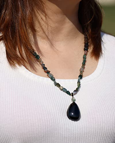 Collier agate mousse et obsidienne contre le stress du quotidien - 2
