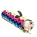 Luckitty Large Cat Toys Collapsible Tunnel Tube with Plush Balls, for Small Pets Bunny Rabbits, Kittens, Ferrets,Puppy and Dogs,Rainbow Color