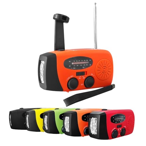 DR.TREE【緊急防災 3WAY充電】ラジオライト 防災ラジオ ストラップ付け ソーラー/手回し発電 USB充電 非常用照明器具 災害用 防水 コンパクト 大容量2000mAh 懐中電灯 AM/FM対応 防災グッズ 地震 震災 津波 台風などの緊急対策 オレンジ