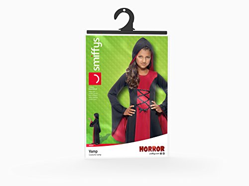 Vamp Costume, Red & Black, Hooded Dress with Lace-Up Detail, (M)