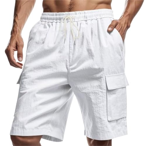 Short en lin homme multipoches ample contre la chaleur