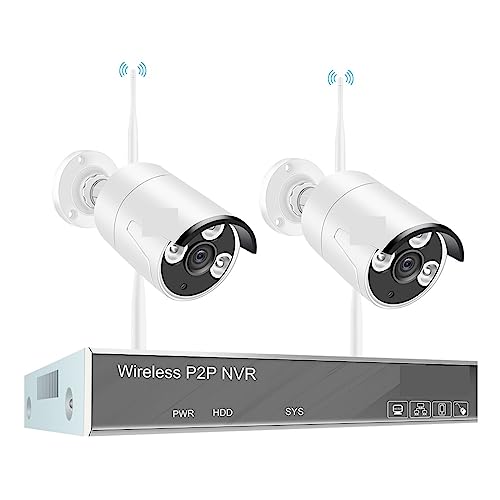 5MP 8CH Drahtlose CCTV System 1920P Im Freien wasserdichte WiFi IP Security Kamera Audio Record P2P Video Überwachung Kit Gute BildqualitäT(3T,8CH NVR with 2 Cam)