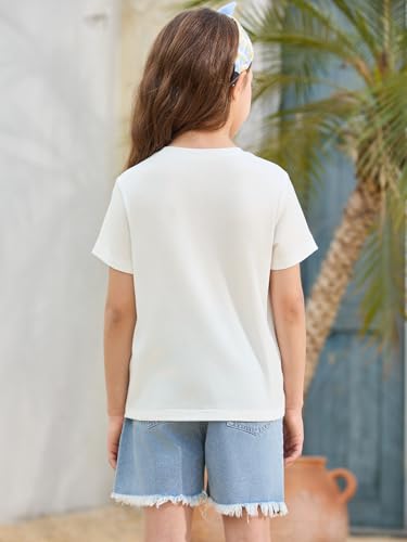 Image of Girls Short Sleeve T Shirts Kids Summer Tops Crewneck Tees 5-14 Years