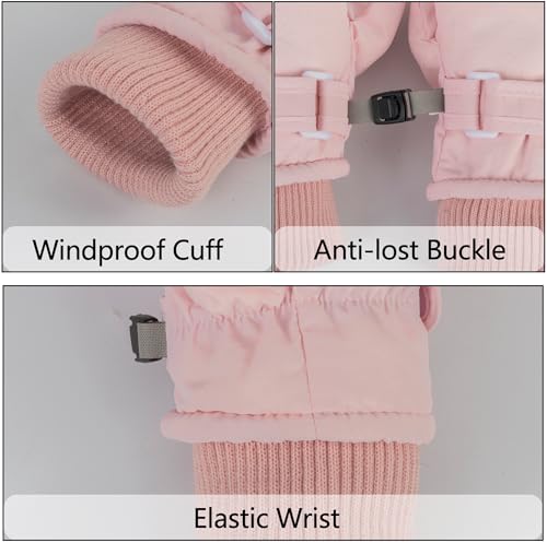 INOGIH Kids Toddler Snow Mittens Winter Cold Weather Fleece WarmWater-repellent Ski-Mittens for Baby Girls Boys2