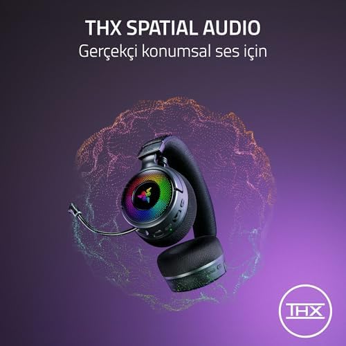 Razer Kraken V4 - Kablosuz Oyun Kulaklığı (3 Modlu Bağlantı, TriForce 40mm Sürücüler, 9 Bölgeli RGB Kulaklık Aydınlatması, Mix & Volume ayarları, THX Spatial Audio) Siyah - Görsel 6