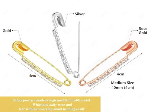 VAMA FASHIONS Stone Safety Saree Pin Dress Kurtis Pallu Dupatta Chunari Scarf Sari Pleats Pins for women